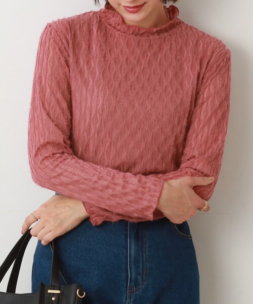 Cutie Blonde(キューティーブロンド)の「◆起毛シアーハイネックプルオーバー(Tシャツ/カットソー・レディース・ピンク系/ホワイト系/ブラック・02/03)」の1枚目の写真