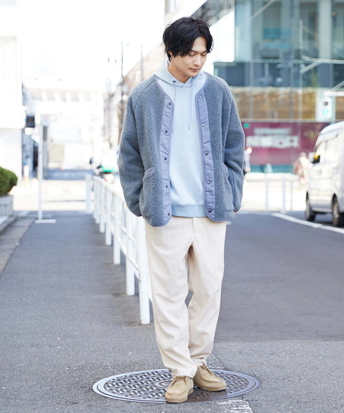 a.v.v(アーヴェヴェ)の「【ユニセックス/S-XXL】ボアワイドシルエットノーカラージャケット(ノーカラージャケット・メンズ・アイボリー/ミント・46/44/50/48)」の5枚目の写真