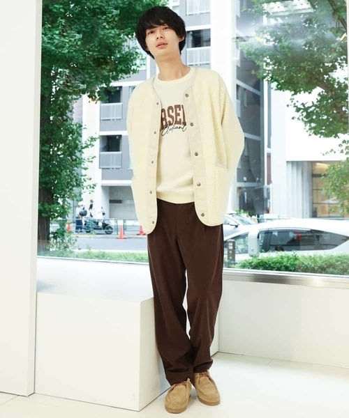 a.v.v(アーヴェヴェ)の「【ユニセックス/S-XXL】ボアワイドシルエットノーカラージャケット(ノーカラージャケット・メンズ・アイボリー/ミント・46/44/50/48)」の6枚目の写真