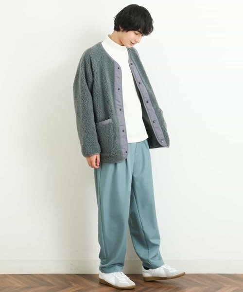 a.v.v(アーヴェヴェ)の「【ユニセックス/S-XXL】ボアワイドシルエットノーカラージャケット(ノーカラージャケット・メンズ・アイボリー/ミント・46/44/50/48)」の11枚目の写真