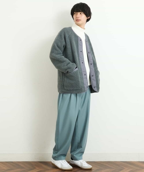 a.v.v(アーヴェヴェ)の「【ユニセックス/S-XXL】ボアワイドシルエットノーカラージャケット(ノーカラージャケット・メンズ・アイボリー/ミント・46/44/50/48)」の12枚目の写真