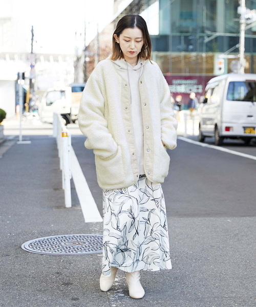 a.v.v(アーヴェヴェ)の「【ユニセックス/S-XXL】ボアワイドシルエットノーカラージャケット(ノーカラージャケット・メンズ・アイボリー/ミント・46/44/50/48)」の13枚目の写真