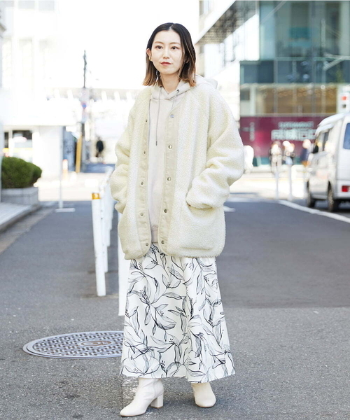 a.v.v(アーヴェヴェ)の「【ユニセックス/S-XXL】ボアワイドシルエットノーカラージャケット(ノーカラージャケット・メンズ・アイボリー/ミント・46/44/50/48)」の14枚目の写真