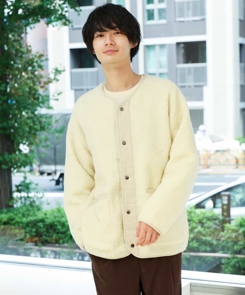 a.v.v(アーヴェヴェ)の「【ユニセックス/S-XXL】ボアワイドシルエットノーカラージャケット(ノーカラージャケット・メンズ・アイボリー/ミント・46/44/50/48)」の18枚目の写真