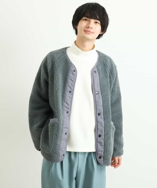 a.v.v(アーヴェヴェ)の「【ユニセックス/S-XXL】ボアワイドシルエットノーカラージャケット(ノーカラージャケット・メンズ・アイボリー/ミント・46/44/50/48)」の19枚目の写真