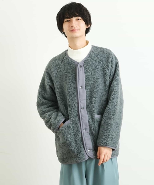 a.v.v(アーヴェヴェ)の「【ユニセックス/S-XXL】ボアワイドシルエットノーカラージャケット(ノーカラージャケット・メンズ・アイボリー/ミント・46/44/50/48)」の21枚目の写真
