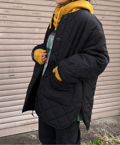 mi via loca(ミヴィアロカ)の「ナイロン中綿キルティングジャケット(ノーカラージャケット・レディース・ブラック/カーキ/キナリ・FREE)」の15枚目の写真