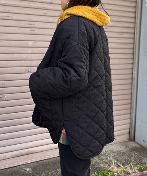 mi via loca(ミヴィアロカ)の「ナイロン中綿キルティングジャケット(ノーカラージャケット・レディース・ブラック/カーキ/キナリ・FREE)」の16枚目の写真