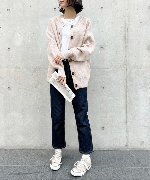 Meli rich（メリーリッチ）の「2WAYオーバーサイズニットカーディガン（カーディガン/ボレロ・レディース・グレイッシュベージュ/ミント/ベージュ/オレンジ/チャコール・MEDIUM）」の21枚目の写真