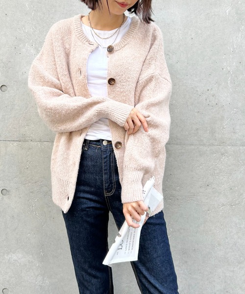 Meli rich（メリーリッチ）の「2WAYオーバーサイズニットカーディガン（カーディガン/ボレロ・レディース・グレイッシュベージュ/ミント/ベージュ/オレンジ/チャコール・MEDIUM）」の9枚目の写真