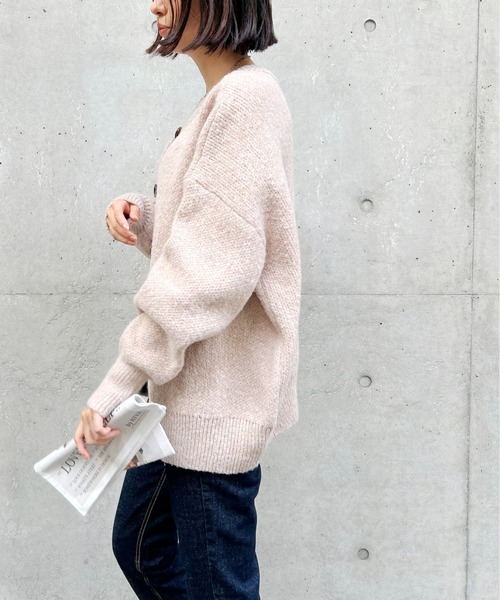 Meli rich（メリーリッチ）の「2WAYオーバーサイズニットカーディガン（カーディガン/ボレロ・レディース・グレイッシュベージュ/ミント/ベージュ/オレンジ/チャコール・MEDIUM）」の14枚目の写真