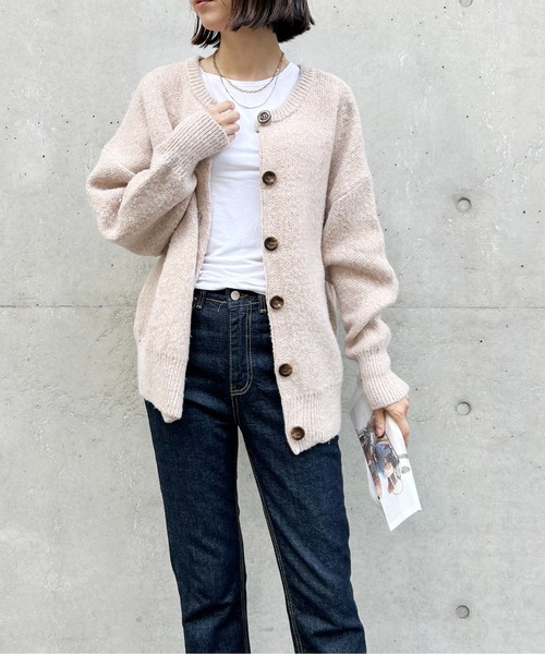 Meli rich（メリーリッチ）の「2WAYオーバーサイズニットカーディガン（カーディガン/ボレロ・レディース・グレイッシュベージュ/ミント/ベージュ/オレンジ/チャコール・MEDIUM）」の16枚目の写真