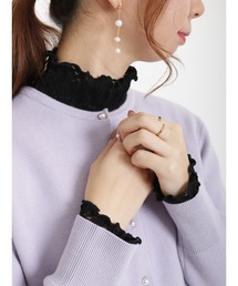 フラワーレースハイネックカットソー