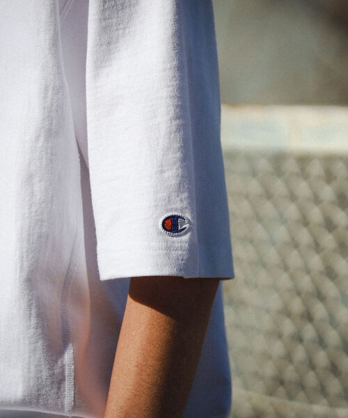 Champion(チャンピオン)の「Champion × BEAMS / 別注 リバースウィーブ(R) ビッグ Tシャツ(Tシャツ/カットソー・メンズ・ホワイト/グレー/ブルー・S/M/L/XL)」の14枚目の写真