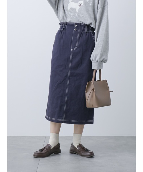 ehka sopo（エヘカソポ）の「ウエストフリルタイトスカート（スカート・レディース・ネイビー/キナリ/カーキ・ﾌﾘ-）」の3枚目の写真