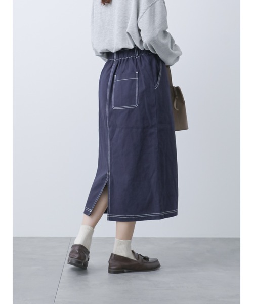 ehka sopo（エヘカソポ）の「ウエストフリルタイトスカート（スカート・レディース・ネイビー/キナリ/カーキ・ﾌﾘ-）」の13枚目の写真