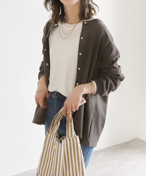 reca(レカ)の「2wayスウェットカーディガン(カーディガン/ボレロ・レディース・トップグレー/ピンク系その他/グリーン系その他/チャコールグレー・FREE)」の2枚目の写真