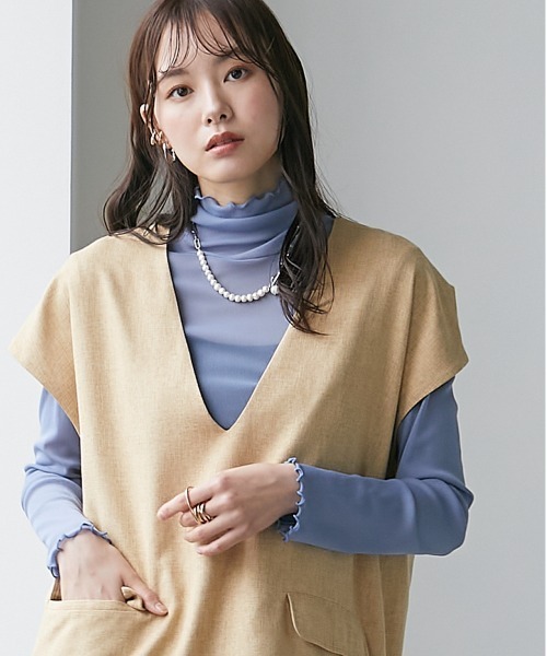 miclat（ミクラ）の「大きいサイズ　深Vネック半袖ベスト　miclat（ベスト・レディース・ダークブラウン/イエロー系・LL/L/4L/3L/5L）」の11枚目の写真