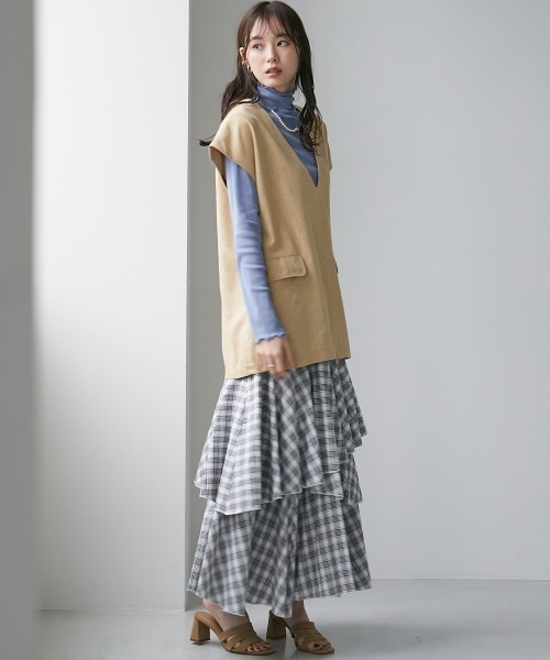 miclat（ミクラ）の「大きいサイズ　深Vネック半袖ベスト　miclat（ベスト・レディース・ダークブラウン/イエロー系・LL/L/4L/3L/5L）」の10枚目の写真