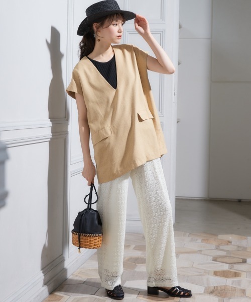 miclat（ミクラ）の「大きいサイズ　深Vネック半袖ベスト　miclat（ベスト・レディース・ダークブラウン/イエロー系・LL/L/4L/3L/5L）」の9枚目の写真