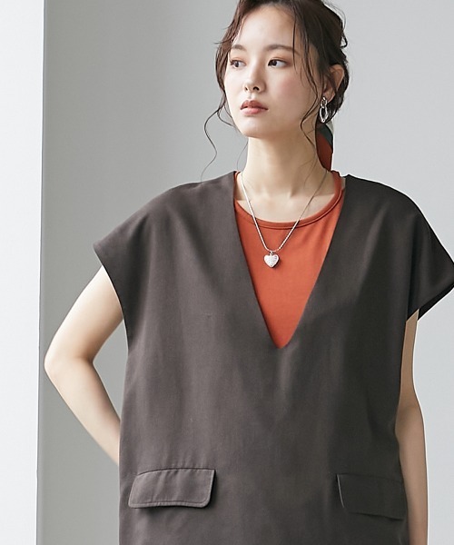 miclat（ミクラ）の「大きいサイズ　深Vネック半袖ベスト　miclat（ベスト・レディース・ダークブラウン/イエロー系・LL/L/4L/3L/5L）」の12枚目の写真