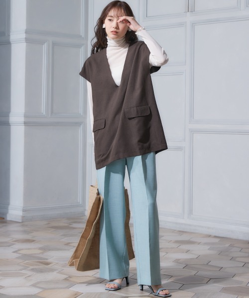 miclat（ミクラ）の「大きいサイズ　深Vネック半袖ベスト　miclat（ベスト・レディース・ダークブラウン/イエロー系・LL/L/4L/3L/5L）」の3枚目の写真