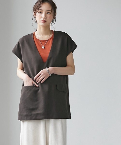 miclat（ミクラ）の「大きいサイズ　深Vネック半袖ベスト　miclat（ベスト・レディース・ダークブラウン/イエロー系・LL/L/4L/3L/5L）」の15枚目の写真