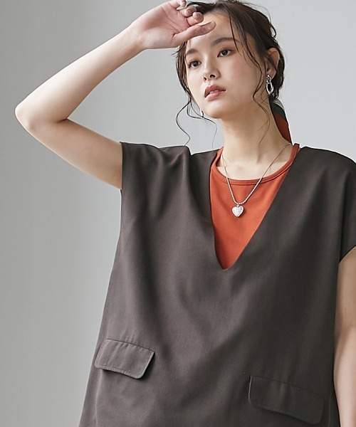 miclat（ミクラ）の「大きいサイズ　深Vネック半袖ベスト　miclat（ベスト・レディース・ダークブラウン/イエロー系・LL/L/4L/3L/5L）」の13枚目の写真