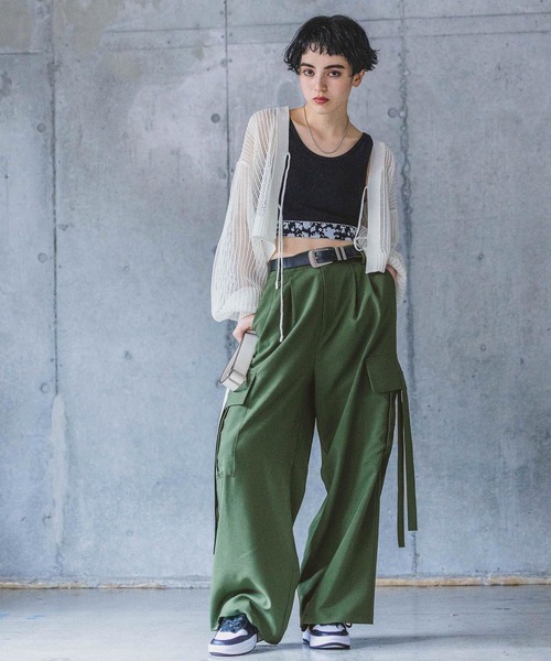 PAGEBOY（ページボーイ）の「フロントリボンメッシュカーディガン（カーディガン/ボレロ・レディース・グリーン/レッド/オフホワイト/ブラック/グリーン系その他/ブルー系その他・FREE）」の9枚目の写真