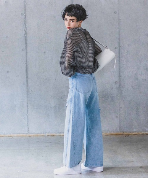 PAGEBOY（ページボーイ）の「フロントリボンメッシュカーディガン（カーディガン/ボレロ・レディース・グリーン/レッド/オフホワイト/ブラック/グリーン系その他/ブルー系その他・FREE）」の19枚目の写真