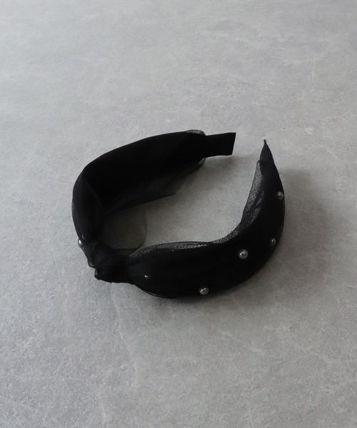 BLUEEAST（ブルーイースト）の「パールチュールリボンカチューシャ（カチューシャ・レディース・ネイビー/グレー/ドット/ブラック・FREE）」の9枚目の写真