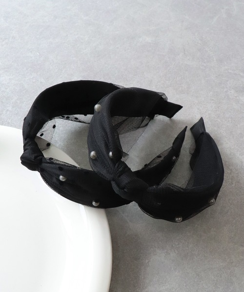 BLUEEAST（ブルーイースト）の「パールチュールリボンカチューシャ（カチューシャ・レディース・ネイビー/グレー/ドット/ブラック・FREE）」の7枚目の写真