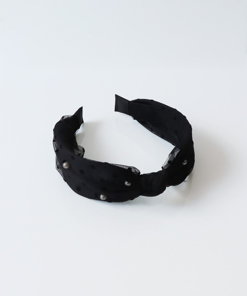 BLUEEAST（ブルーイースト）の「パールチュールリボンカチューシャ（カチューシャ・レディース・ネイビー/グレー/ドット/ブラック・FREE）」の14枚目の写真