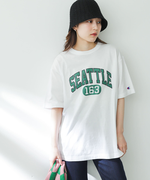 Champion（チャンピオン）の「『別注』champion×SENSE OF PLACE　グラフィックTシャツ（Tシャツ/カットソー・レディース・ホワイト/オレンジ/ライトブルー・ONE）」の6枚目の写真