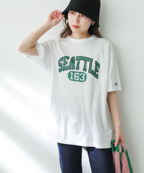 Champion（チャンピオン）の「『別注』champion×SENSE OF PLACE　グラフィックTシャツ（Tシャツ/カットソー・レディース・ホワイト/オレンジ/ライトブルー・ONE）」の7枚目の写真