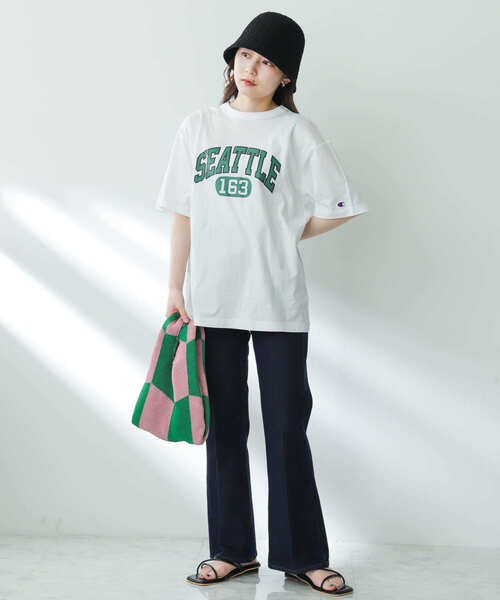 Champion（チャンピオン）の「『別注』champion×SENSE OF PLACE　グラフィックTシャツ（Tシャツ/カットソー・レディース・ホワイト/オレンジ/ライトブルー・ONE）」の8枚目の写真