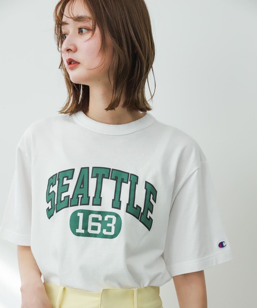 Champion（チャンピオン）の「『別注』champion×SENSE OF PLACE　グラフィックTシャツ（Tシャツ/カットソー・レディース・ホワイト/オレンジ/ライトブルー・ONE）」の12枚目の写真