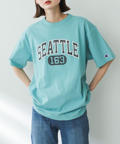 Champion（チャンピオン）の「『別注』champion×SENSE OF PLACE　グラフィックTシャツ（Tシャツ/カットソー・レディース・ホワイト/オレンジ/ライトブルー・ONE）」の15枚目の写真