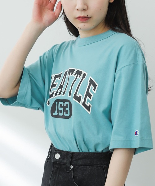 Champion（チャンピオン）の「『別注』champion×SENSE OF PLACE　グラフィックTシャツ（Tシャツ/カットソー・レディース・ホワイト/オレンジ/ライトブルー・ONE）」の19枚目の写真