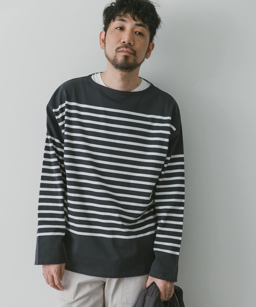 URBAN RESEARCH DOORS（アーバンリサーチドアーズ）の「パネルボーダー バスクシャツ（Tシャツ/カットソー・メンズ・イエロー/チャコールグレー/ブルー・MEDIUM/LARGE）」の2枚目の写真