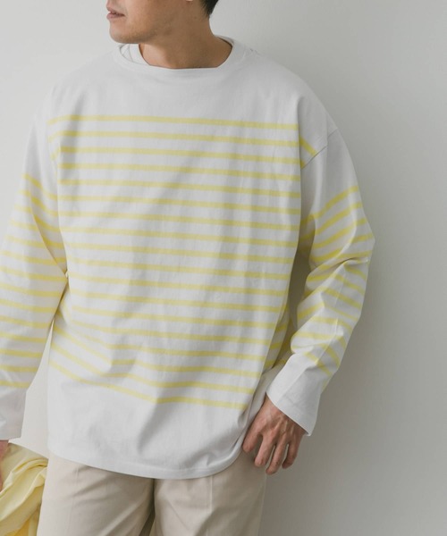 URBAN RESEARCH DOORS（アーバンリサーチドアーズ）の「パネルボーダー バスクシャツ（Tシャツ/カットソー・メンズ・イエロー/チャコールグレー/ブルー・MEDIUM/LARGE）」の4枚目の写真