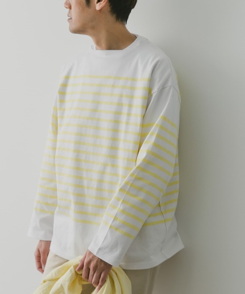 URBAN RESEARCH DOORS（アーバンリサーチドアーズ）の「パネルボーダー バスクシャツ（Tシャツ/カットソー・メンズ・イエロー/チャコールグレー/ブルー・MEDIUM/LARGE）」の5枚目の写真