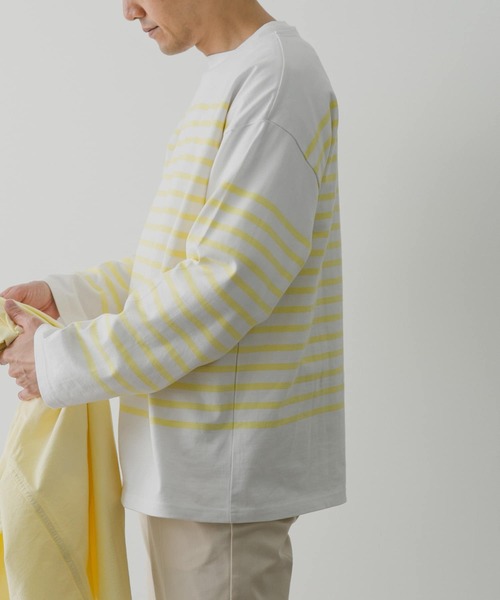 URBAN RESEARCH DOORS（アーバンリサーチドアーズ）の「パネルボーダー バスクシャツ（Tシャツ/カットソー・メンズ・イエロー/チャコールグレー/ブルー・MEDIUM/LARGE）」の7枚目の写真