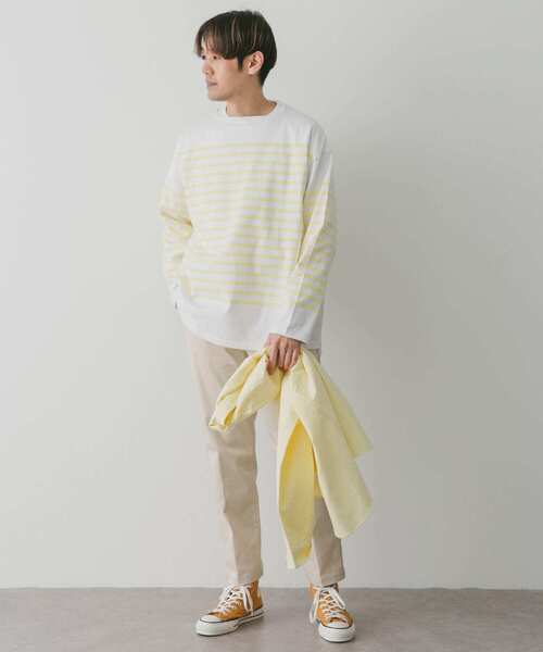 URBAN RESEARCH DOORS（アーバンリサーチドアーズ）の「パネルボーダー バスクシャツ（Tシャツ/カットソー・メンズ・イエロー/チャコールグレー/ブルー・MEDIUM/LARGE）」の12枚目の写真