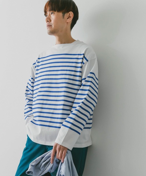 URBAN RESEARCH DOORS（アーバンリサーチドアーズ）の「パネルボーダー バスクシャツ（Tシャツ/カットソー・メンズ・イエロー/チャコールグレー/ブルー・MEDIUM/LARGE）」の16枚目の写真