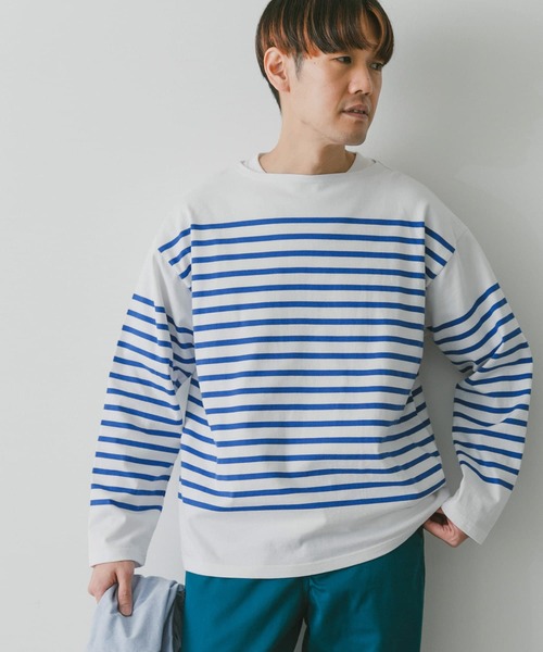 URBAN RESEARCH DOORS（アーバンリサーチドアーズ）の「パネルボーダー バスクシャツ（Tシャツ/カットソー・メンズ・イエロー/チャコールグレー/ブルー・MEDIUM/LARGE）」の17枚目の写真