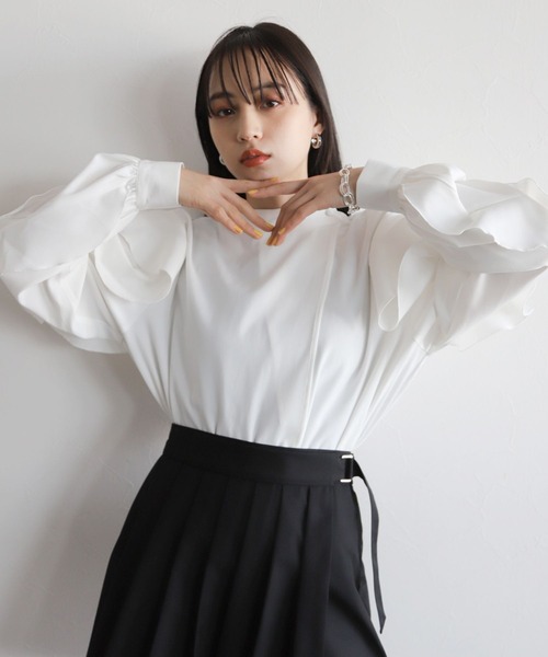 HARE - 2WAYソデアキブラウス(HARE) HARE（ハレ）の「2WAYソデシシュウハイネックブラウス(HARE