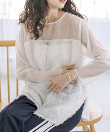 フリンジ切替ブラウス