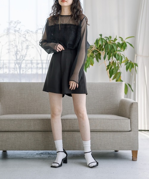 mystic（ミスティック）の「フリンジ切替ブラウス（シャツ/ブラウス・レディース・ブラック/ベージュ/オフホワイト・FREE）」の14枚目の写真