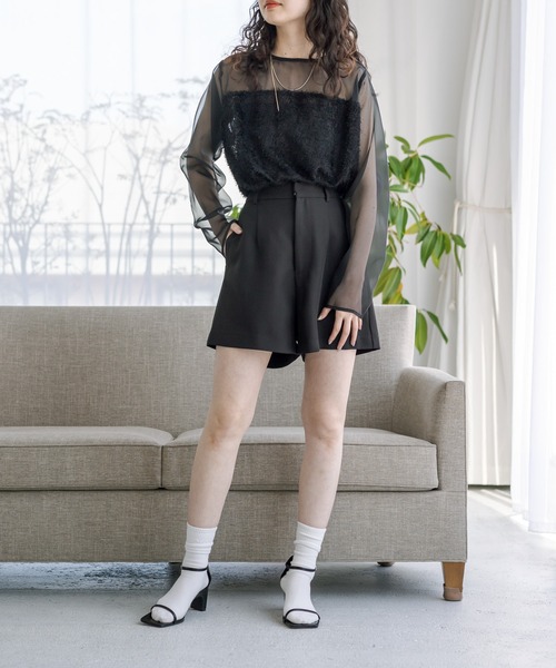 mystic（ミスティック）の「フリンジ切替ブラウス（シャツ/ブラウス・レディース・ブラック/ベージュ/オフホワイト・FREE）」の5枚目の写真